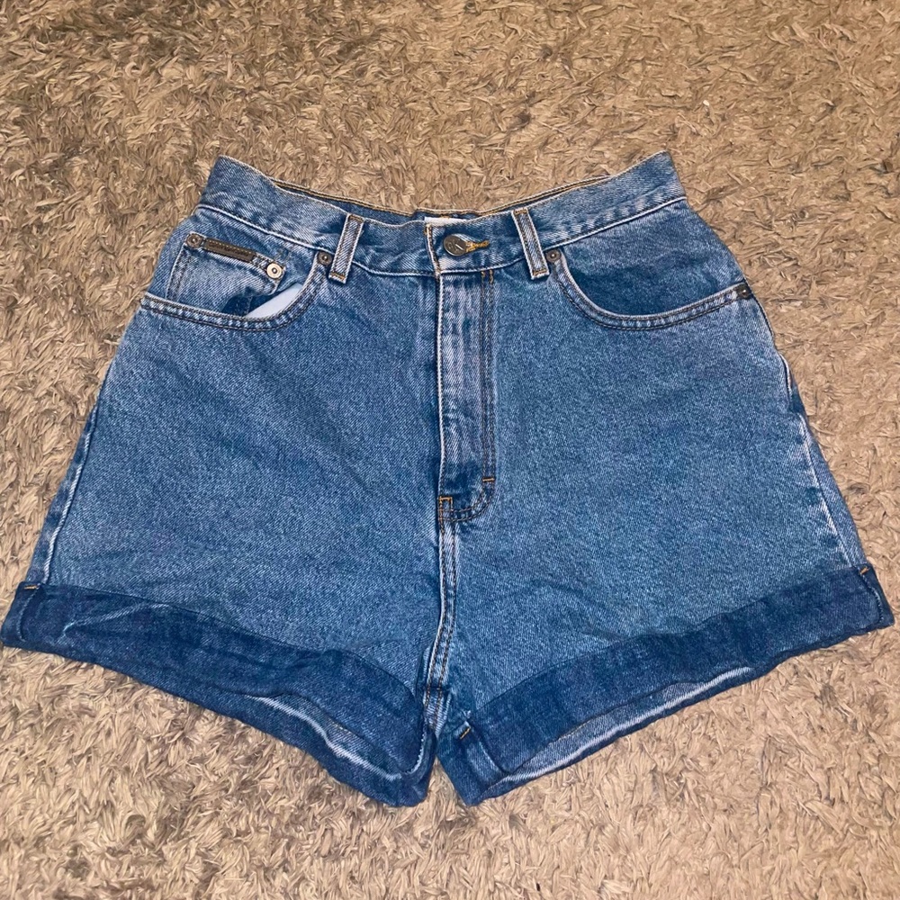 Vintage Calvin Klein Double Stone-Washed Cuffed Jean Shorts